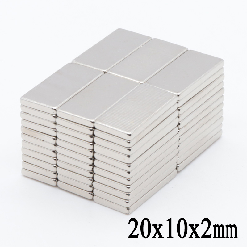 100Pcs 20x10x2mm super sterke neodymium magneet blok rechthoekige body zeldzame aarde magneet N35 dunne magneet sterke magnetische