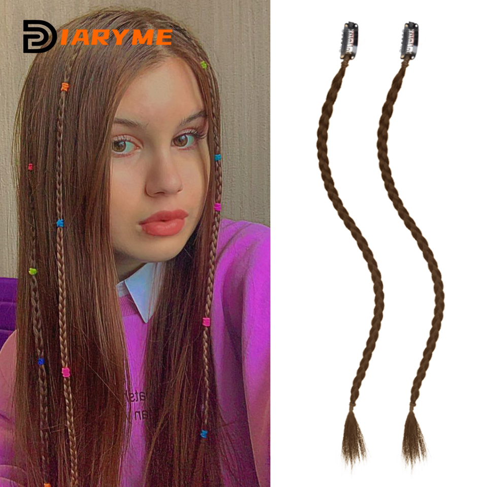 Trenzas de peluca sintética con Clip, trenza de boxeo, rastas, Clip en extensión de cabello, trenzas sucias negras y marrones, trenza Boxer resistente al calor