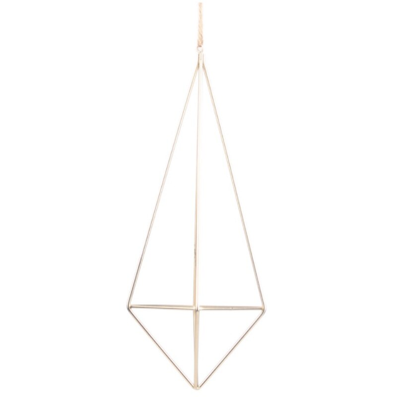 Autoportant suspendu métal Tillandsia Air plante support étagères quadrilatère pyramide forme géométrique creux pots de fleurs!: Gold