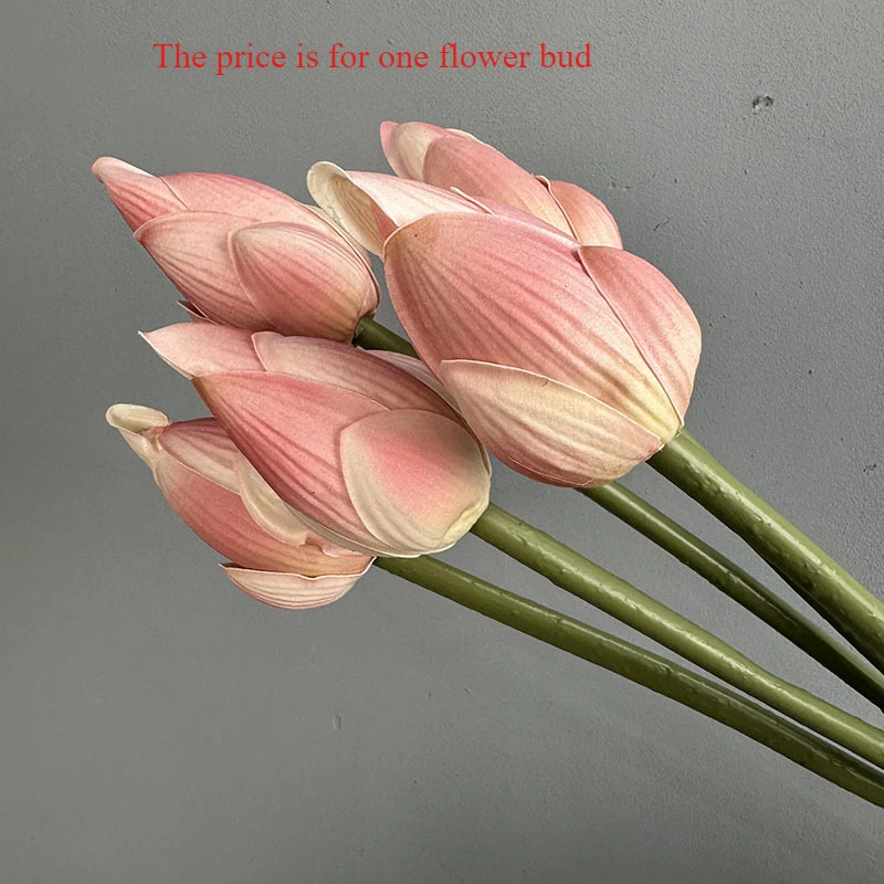 Artificial Flower EVA Lotus with Pole Lotuses Leaves Home Living Room Pastoral Style Decoration Simulation Pink White Flowers: Dark Khaki