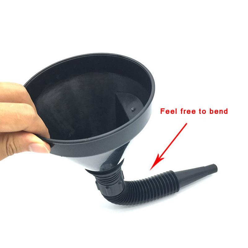 2 In 1 Plastic Funnel Can Spout For Oil Water Fuel Petrol Diesel Gasoline Black Funnel Flexible Detachable Spout Funnel: Default Title