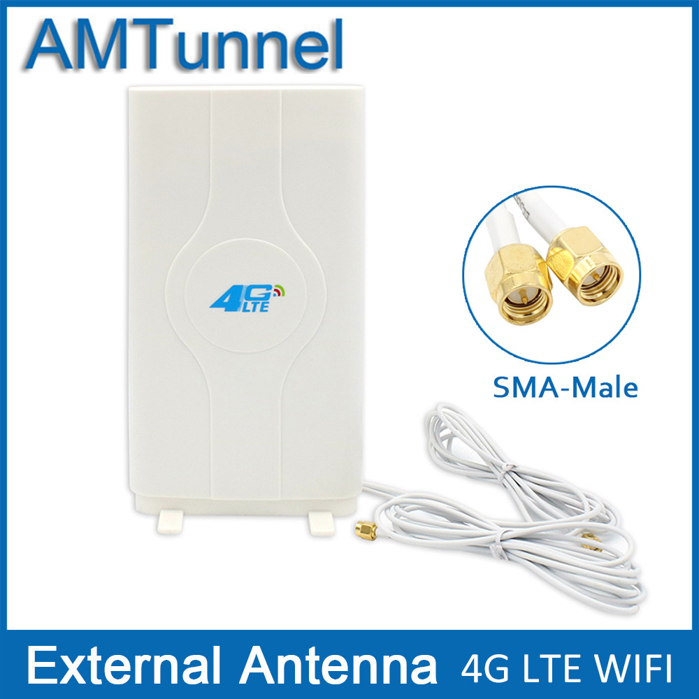 3G 4G LTE Antenna 4G MIMO antenna TS9 External Panel Antenna CRC9 SMA Connector 2m 700-2600MHz for 3G 4G Huawei router modem: SMA