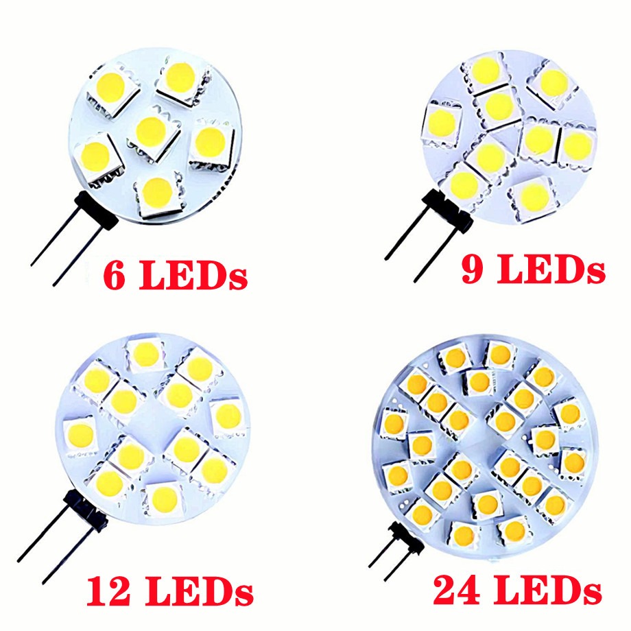 G4-Sockel 5050 SMD-LED-Lampe auf DC 12 V, ersetzt Halogen-Bi-Stift-Lampe, LED-Lampe, 1,2 W, 1,8 W, 2,4 W, 4,8 W, warmweiße/kaltweiße LED-Leuchten