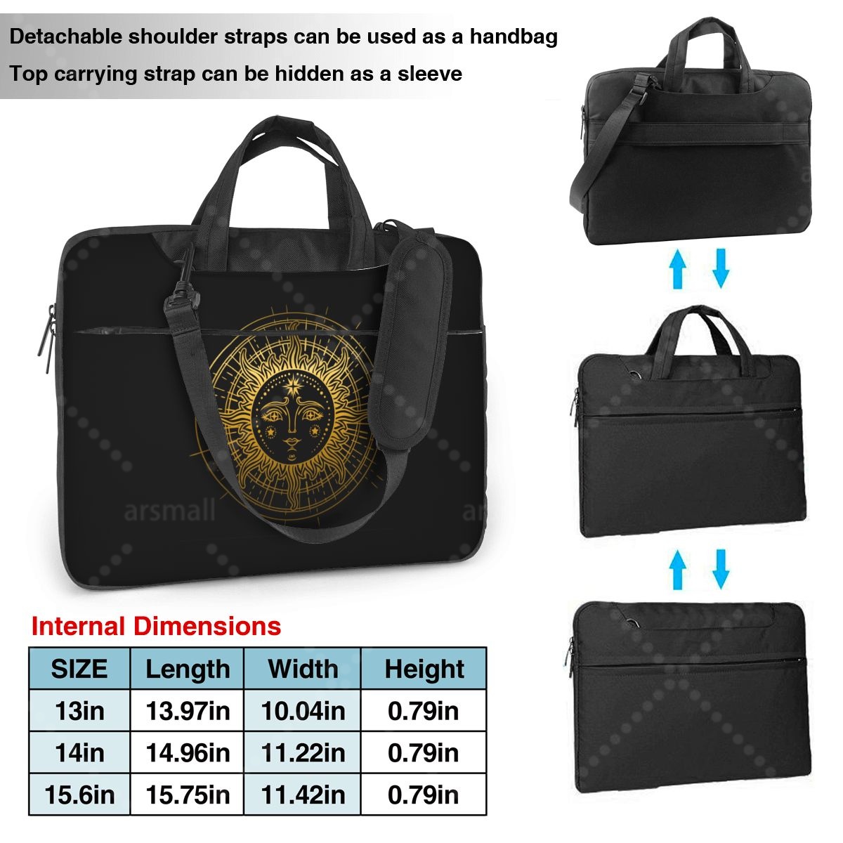 Sun And Moon Psychedelic Laptop Shoulder Bag Compatible with 13/14/15.6 Inches Laptop Netbook PC Cover Pouch
