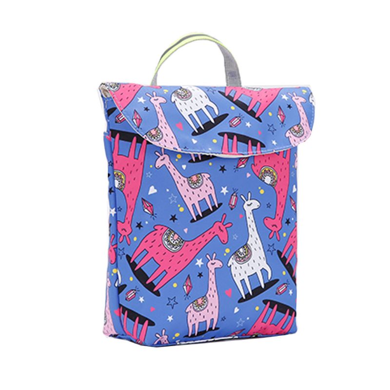 Dessin animé impression humide sac sec bébé couche-culotte sac organisateur réutilisable poche pour bébé sac à couches: giraffe Size L