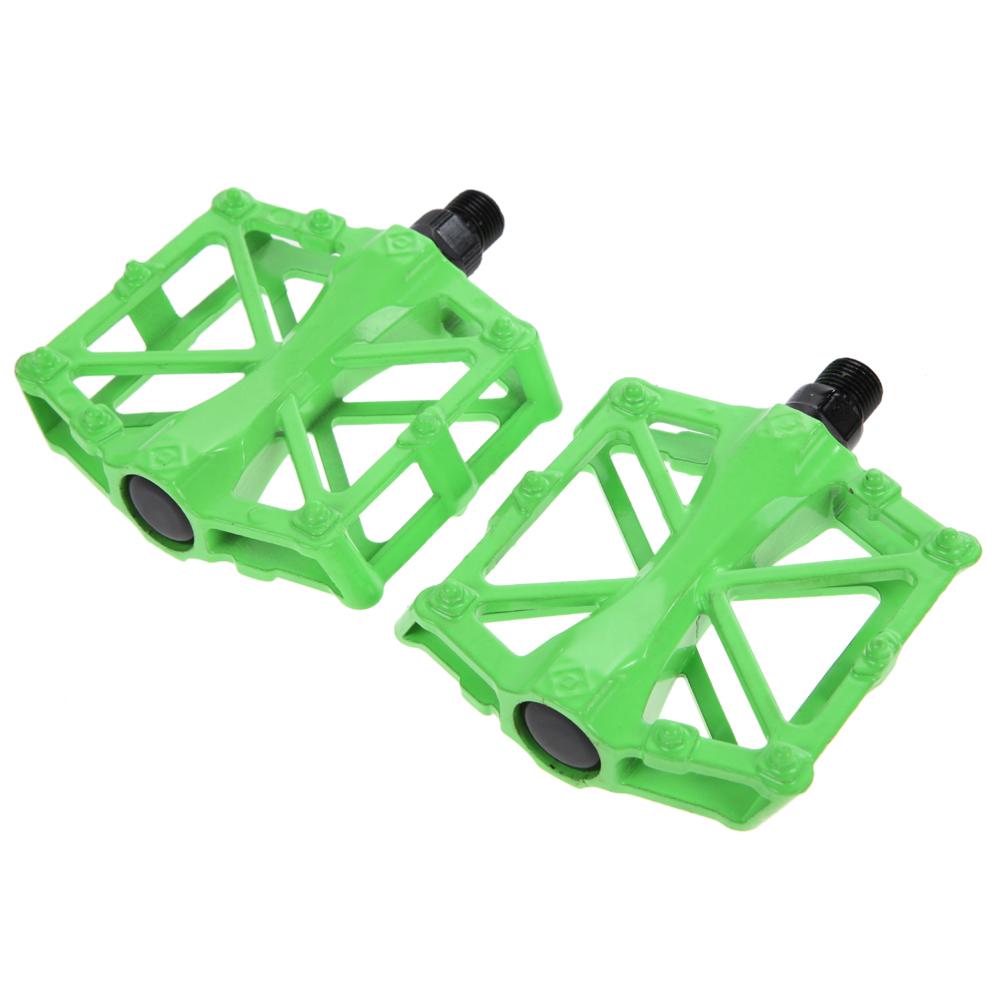 Mountainbike pedal mtb pedaler bmx cykel platt aluminiumlegering pedal nylon flerfärgad mtb cykling sport ultralätta tillbehör: Grön
