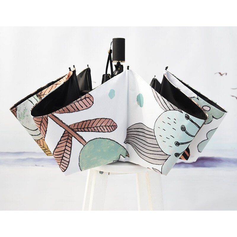 Sombrilla plegable de diosa fresca coreana para mujer, paraguas anti-UV de doble uso para lluvia y sol