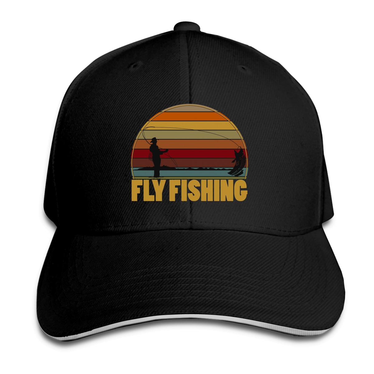 Flyfishing fisherman baseball cap mænd hætter farver kvinder sommer snapback fiskeri hætter: Sort
