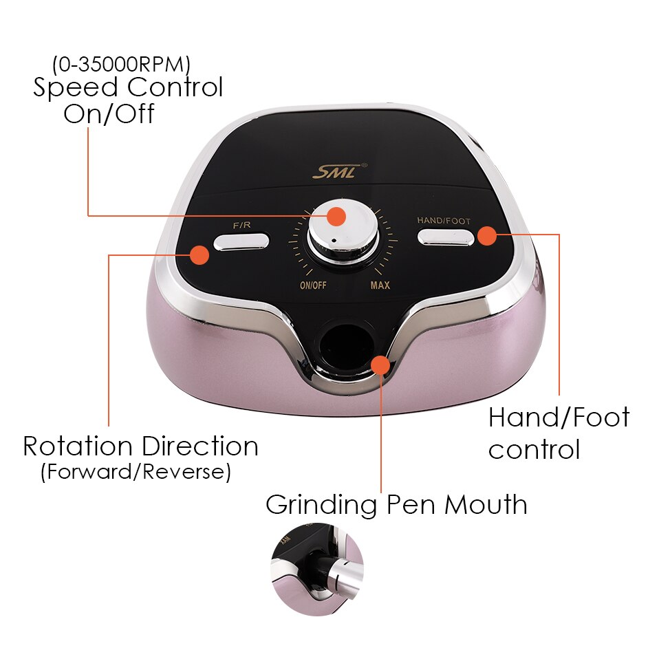 Taladro eléctrico para uñas, 35000RPM, Lima eléctrica para manicura, Gel para pedicura, herramientas de pulido