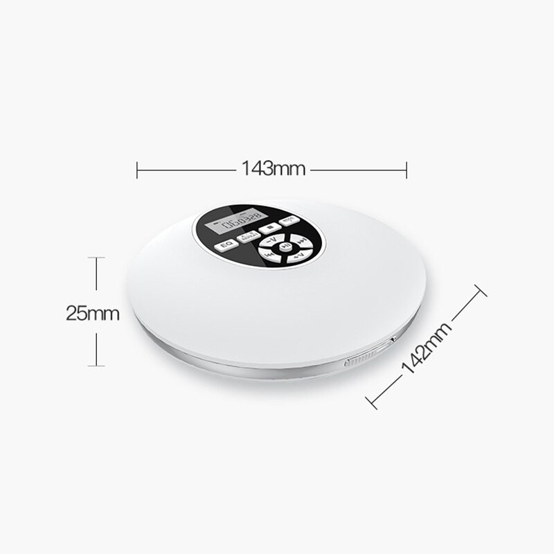 Bærbar cd-afspiller med bluetooth walkman-afspiller med lcd-skærm  o 3.5mm jackstik til (hvid)