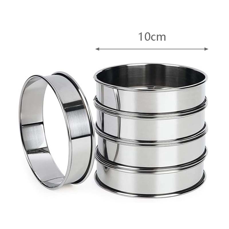 5 Stück Muffin-Törtchenringe, doppelt gerollter Tortenring, Edelstahl-Muffinringe, runde Metallringform für die Lebensmittelherstellung, Backformen: Schokolade
