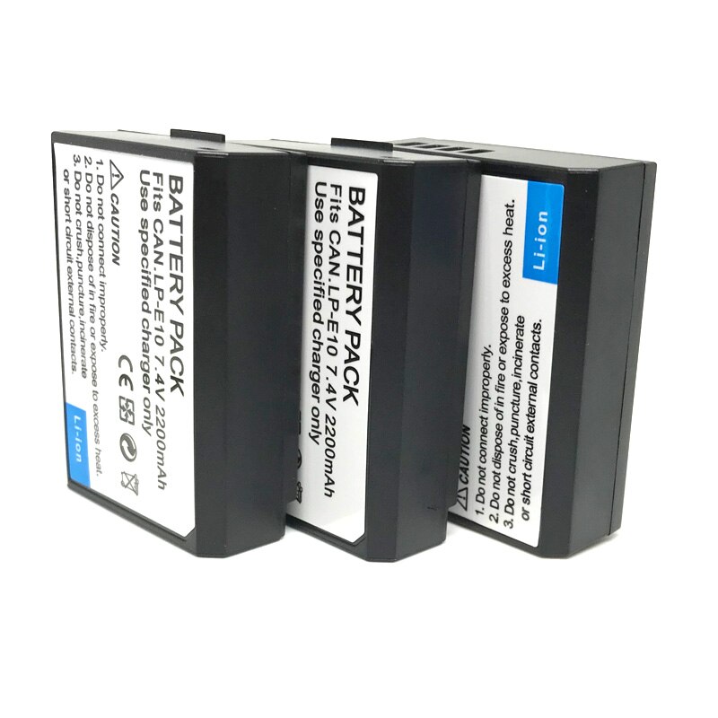 LP-E10 LPE10 Li-Ion Batterij Packs Voor Canon Eos Rebel T3 1100D Kus X50 Rebel T5 1200D Rebel T6 Eos 1300D camera Batterij: 3pcs