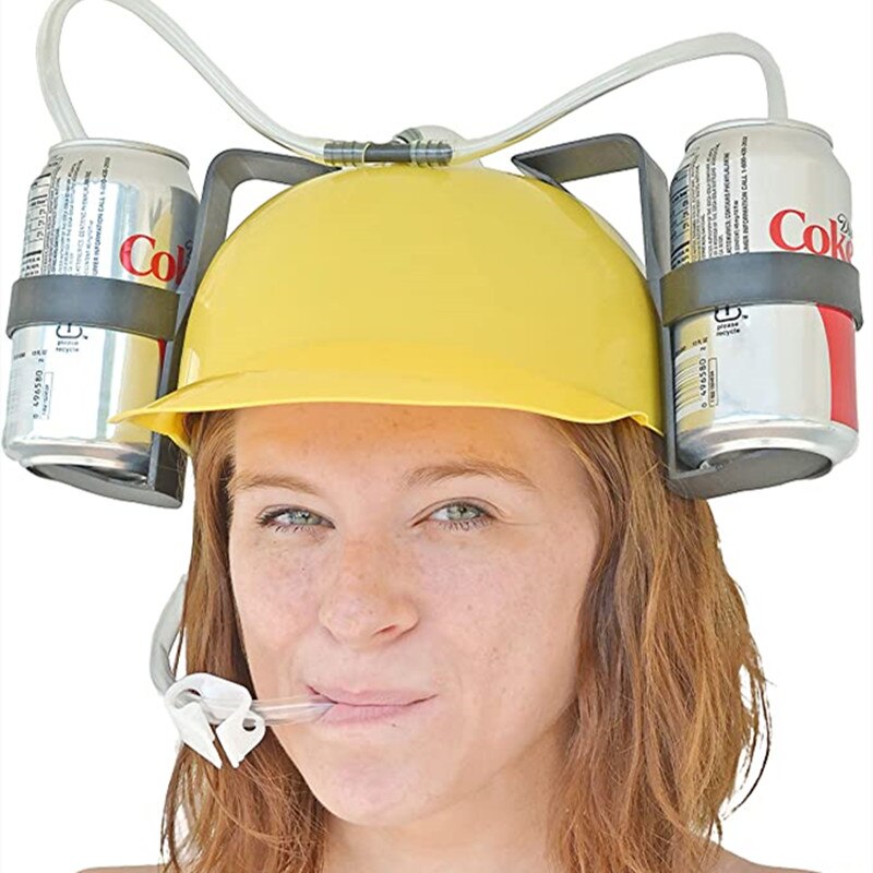 Drinking Helmet Hat Novel And Interesting Canned Drinker Hat With Straws Black Red Beer Soda Party Hat Men Women: 05