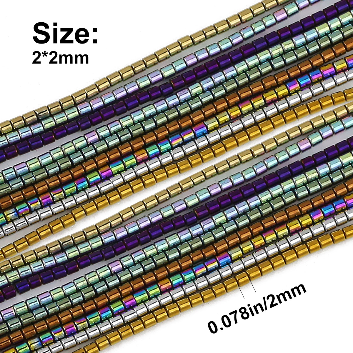 2Mm 180 Stuks Blauw, Groen, Cilindrische Vorm Hematiet Natuursteen Spacer Kleine Losse Kralen Voor Sieraden Maken Diy Armbanden