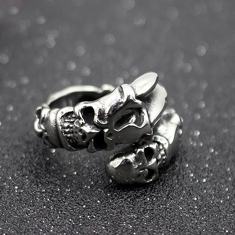 Vintage Punk Rock Beast Claw Ring Mannen Jongens Dominant 316L Rvs Biker Skull Ring Heren Hip Hop Sieraden