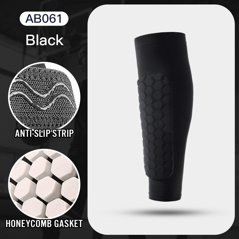 Manchons de jambe protège-tibia antichoc nid d'abeille Nylon Support chaussette protège-tibia équipement de football boucliers de football Legging de sport: XL / Black