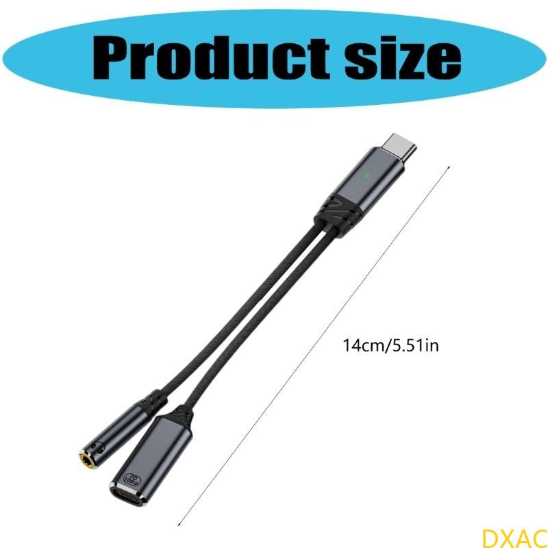 Dxac usb c splitter 100w usb c han til dobbelt hun-stik adapter type c usb 2.0 splitter kabelstik opladningsadapter