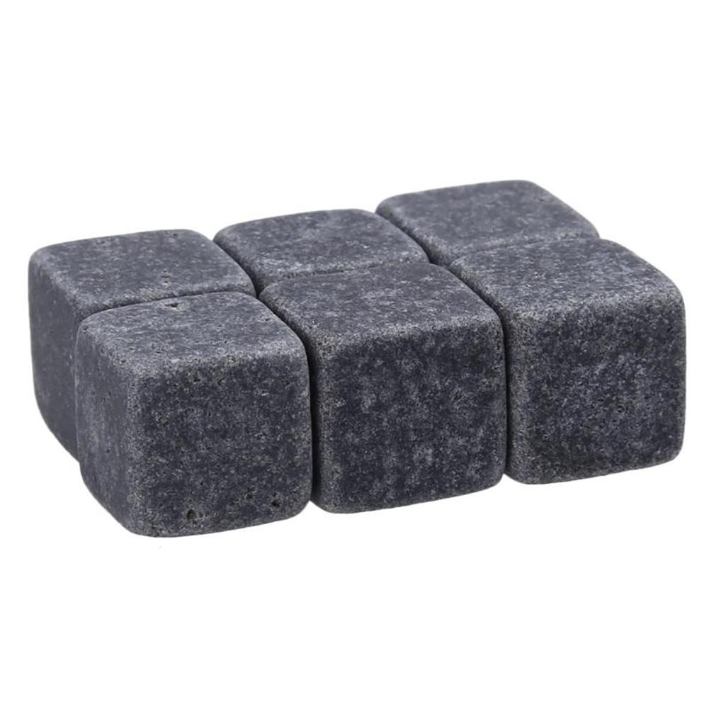 6Pcs Marble Cubes Whiskey Drinks Chilling Ice Stone Bar Cocktail Accessories Eliminates the Ice Shape to Cooling the Drinks: black