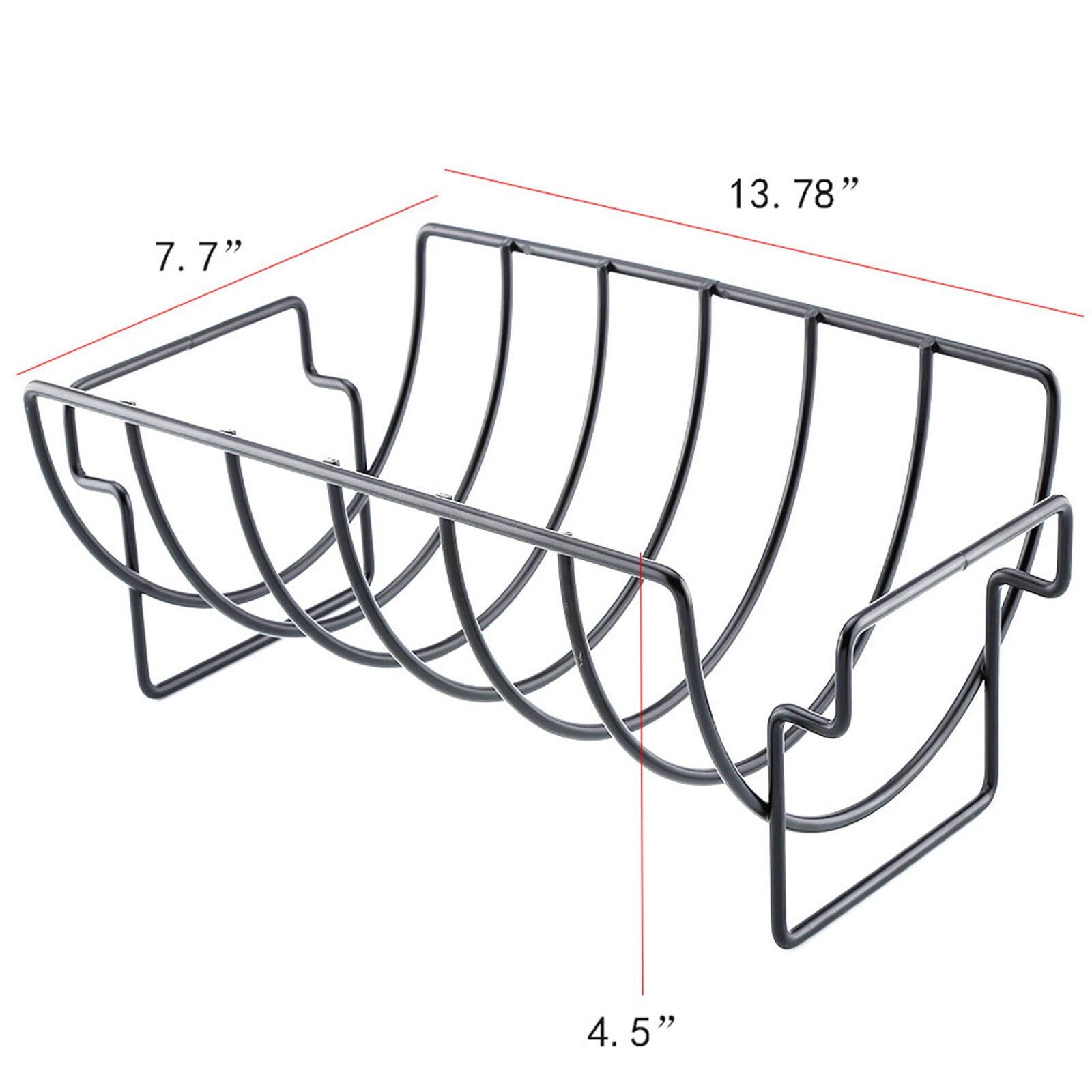 Grill Rib Rack Met Anti-aanbaklaag Ijzer Rib Holder Hold 6 Ribben Rack Voor Grillen