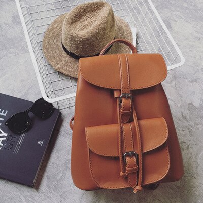 Miyahouse PU Leather Backpacks Trendy Female Drawstring Travel Bags Retro School Bags Women Rucksack Mochila: 1320d