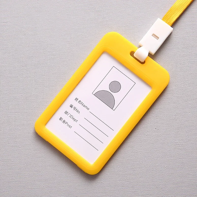 Color ID Card Holder Lanyard Badge Holder Name Id entification Sleeve Dual Clear Business Exhibit Office school strap Neck Hang: green