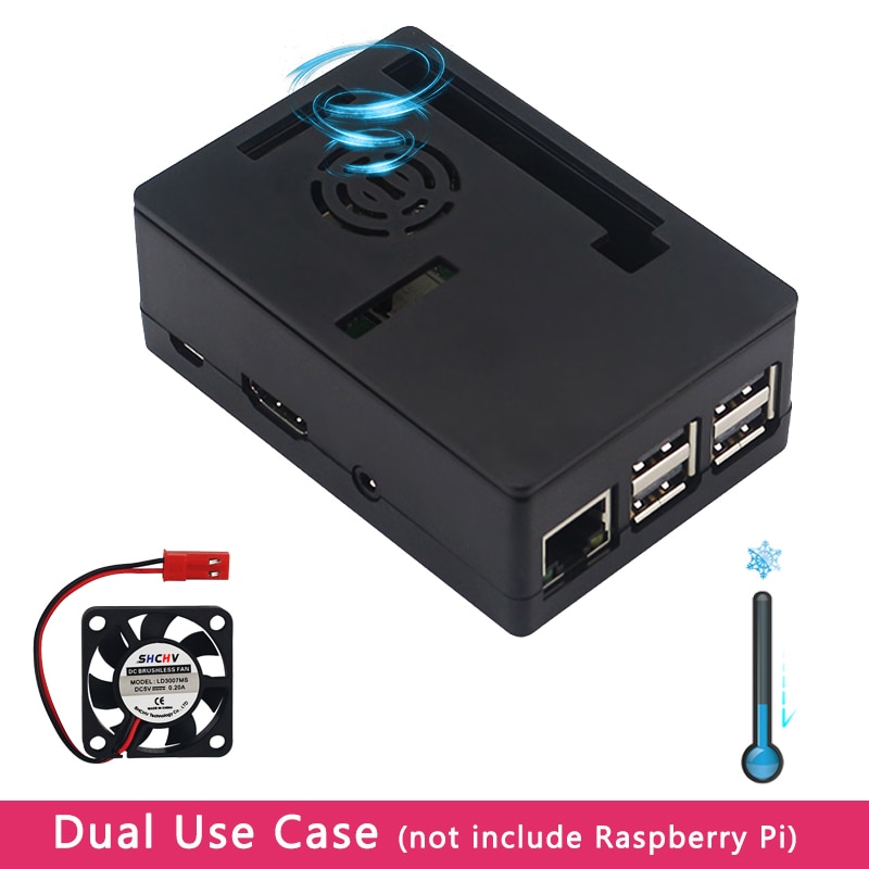 Raspberry Pi 3 modèle B + Plus, boîtier en plastique ABS, avec ventilateur de refroidissement 5V, écran tactile 3.5 pouces, dernier modèle