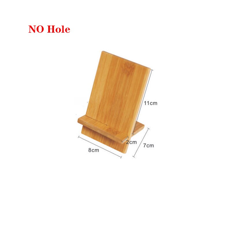 Houten Telefoon Houder Stand Mobiele Smartphone Ondersteuning Tablet Stand Voor Bureau Mobiele Telefoon Houder Stand Draagbare Mobiele: NO Hole