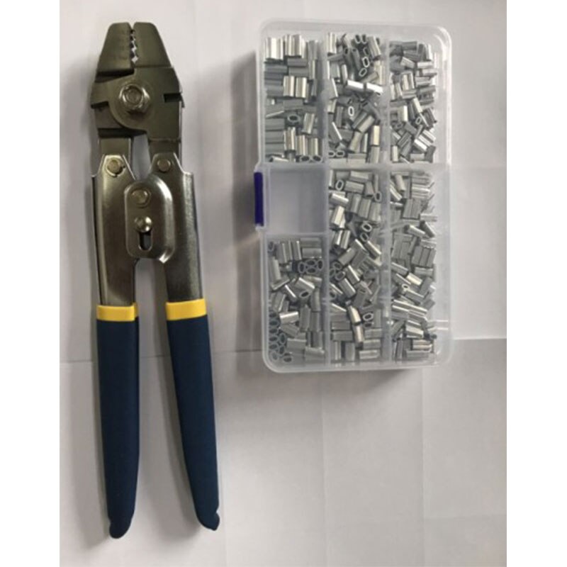 Stainless Steel Crimper Sleeves Tool Kit with Fishing Plier and 600Pcs Crimp Sleeves Connector Fishing Line Accessories