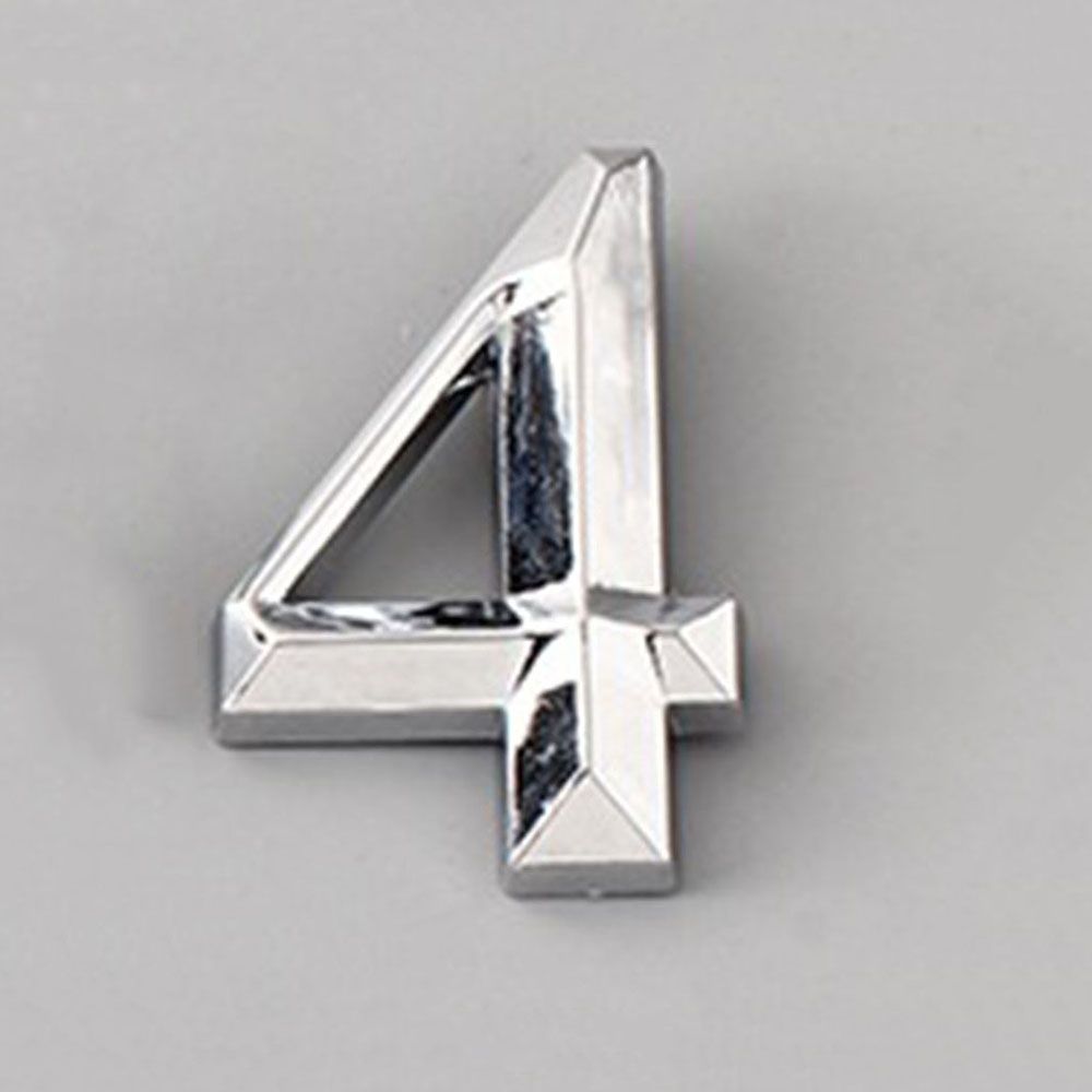 3D Self Adhesive House Number Stickers 5 Cm Silver Door Plate Sign Digits ABS Plastic Label Apartment Hotel Office Door Address: 4