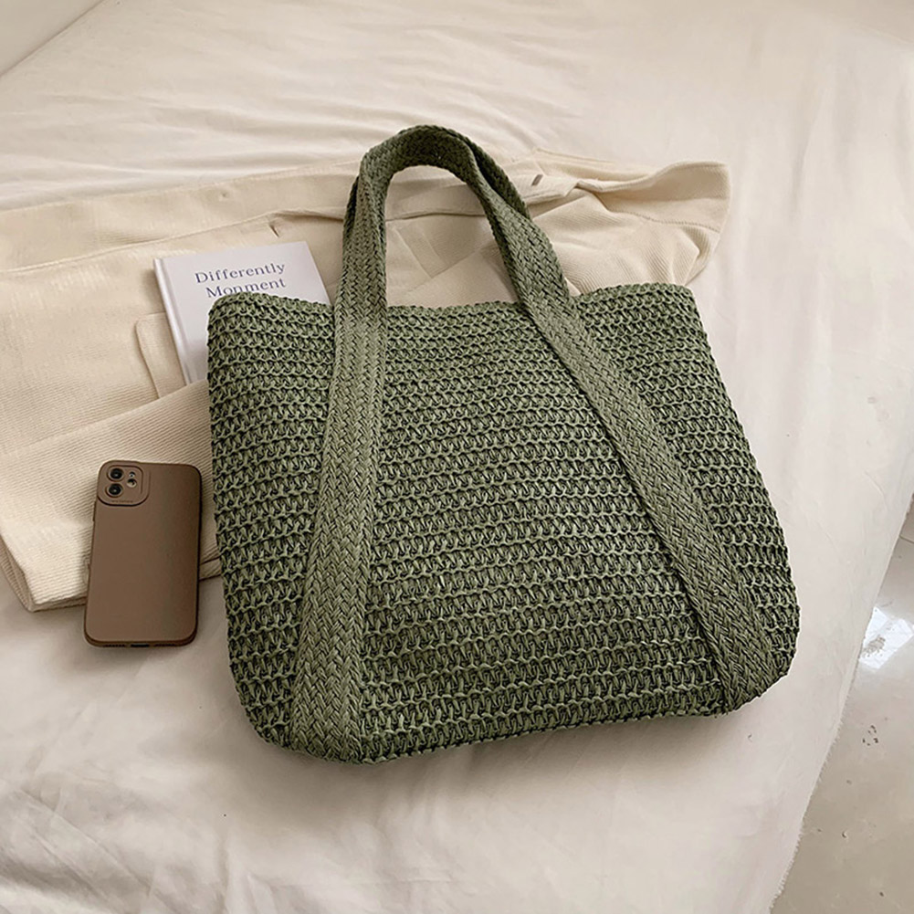 Modische handgewebte Handtaschen, Sommer-Taschen mit Griff oben, handgefertigt, einfach, große Kapazität mit Quasten-Anhänger, lässige Tragetaschen