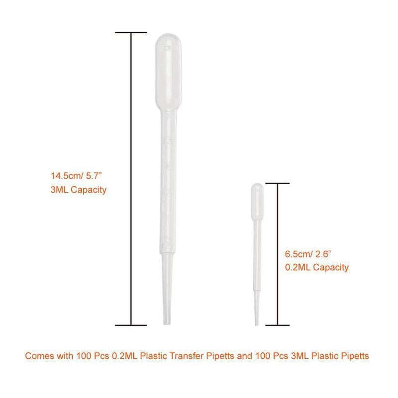 200 Stuks 3Ml En 0.2Ml Pipetten Plastic Overdracht Eye Droppers Voor Essentiële Oliën
