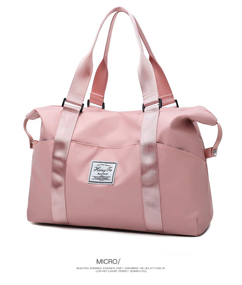 Oxford fabric portable travel bag large capacity shoulder messenger bag outdoor waterproof bag: big  pink bag