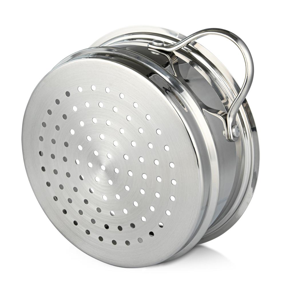 FISSMAN Stainless Steel Insert Steamer with Side Handle Steaming Basket