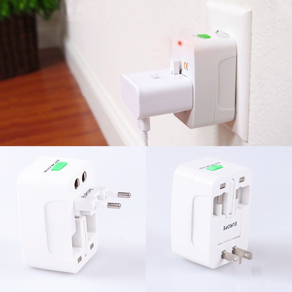 World Travel Universal Power Plug Adapter Converter AU/UK/US/EU Plug White