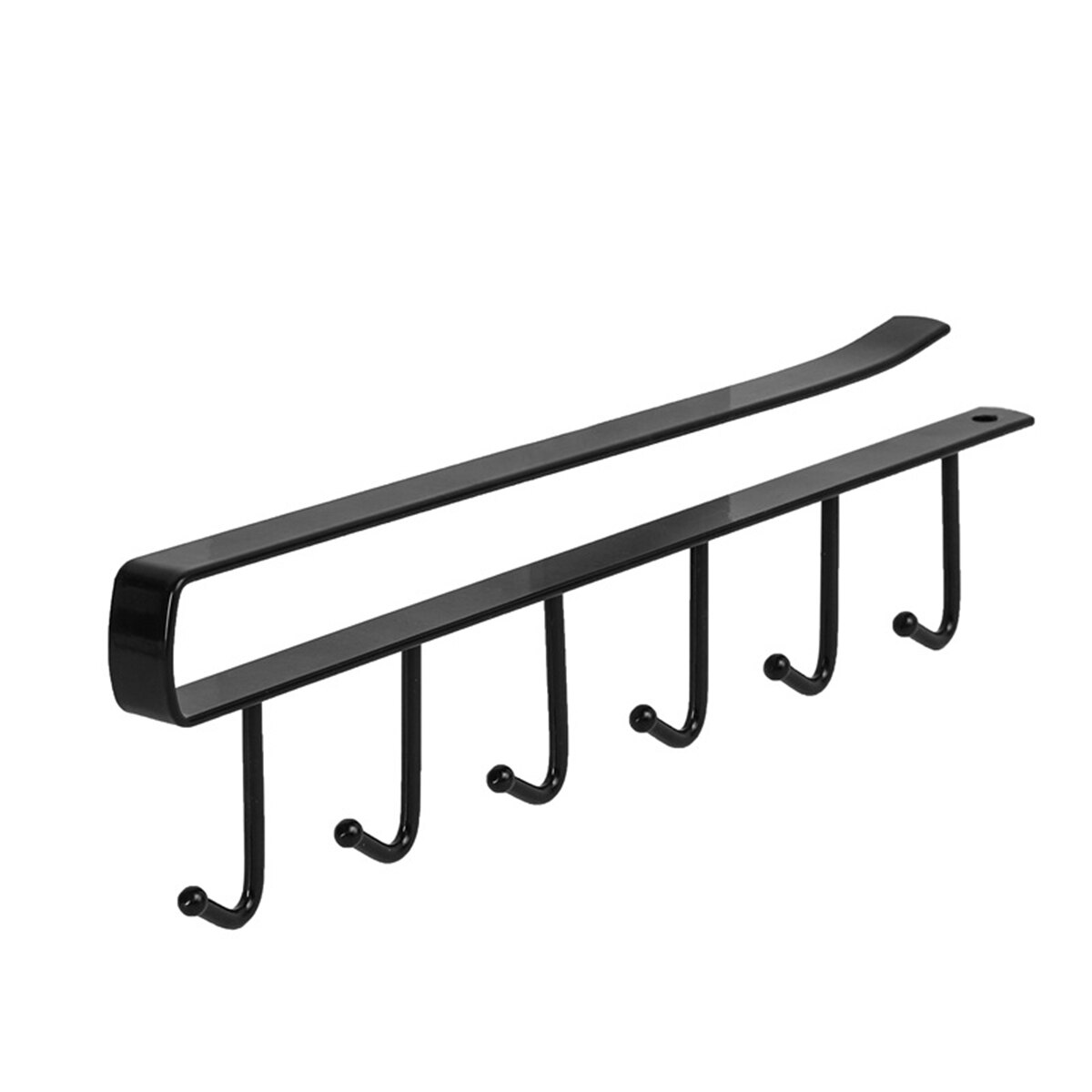 6 ganci in Metallo Sotto Mensola Tazza di Tazza di Armadio Da Cucina Organizzatore sospeso titolare cremagliera in Ferro Battuto Senza Soluzione di Continuità Chiodo-Gancio libero: nero