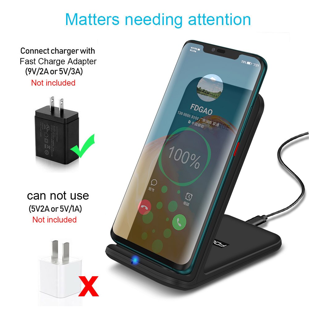 Fdgao 15W Qi Draadloze Oplader Voor Iphone 11 Pro X Xs Max Xr 8 Samsung S8 S9 S10 S20 snelle Draadloze Lading Desktop Charging Stand