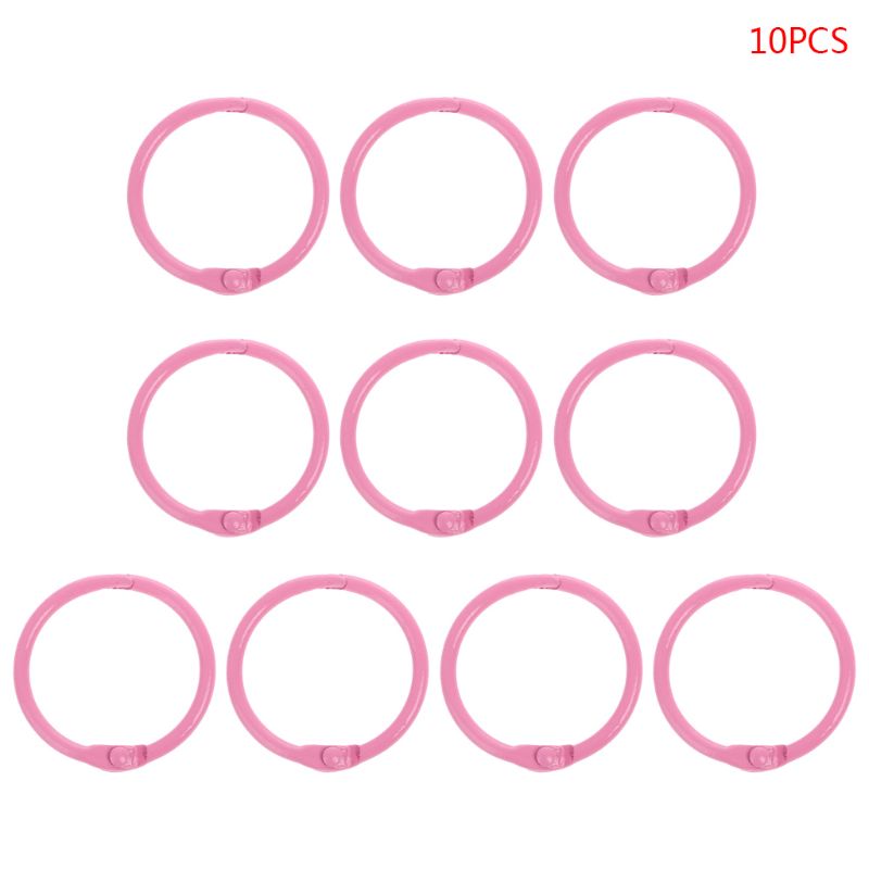 10pcs Metal Loose Leaf Binder Ring Book Hoops DIY Albums School Office Supplies Craft: Pink