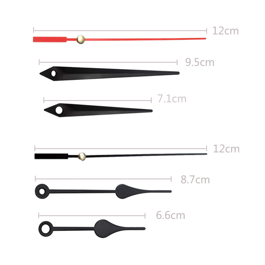 Silent Quartz Wall Clock Movement Mechanism Thread Shaft Clockwork Motor with 2 Set Hands/Needles for DIY Clock Replacement Kits