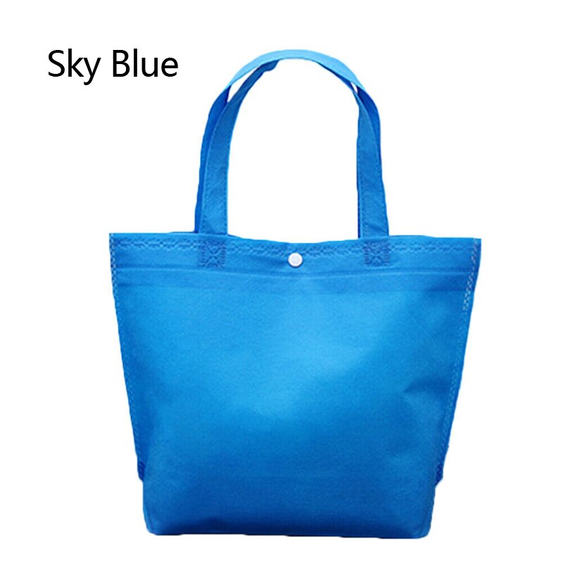 Shoulder Shopping Bag Foldable Reusable Grocery Bags Food Organizer Vegetables Bag Non Woven Fabric: Sky blue