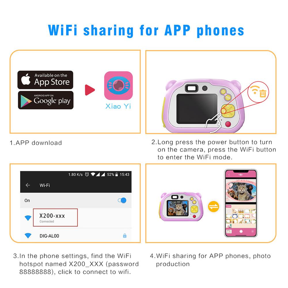 1080P FHD Auto Focus Wifi Children Camera Mini 2 Inch Cartoon Digital Camera Cute Toys Children Birthday For Kids Cameras