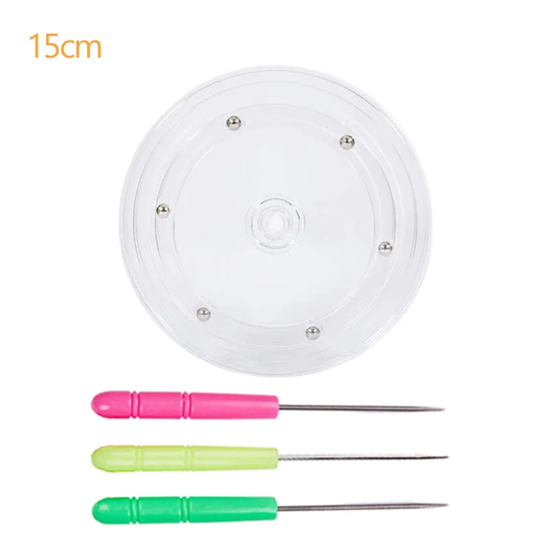 1pc Acrylic Square/Round Cookie Turntable Mini Cake Cupcake Decorating Turntable With Anti-Slip Silicone Mat Decaration Supplies: Orange