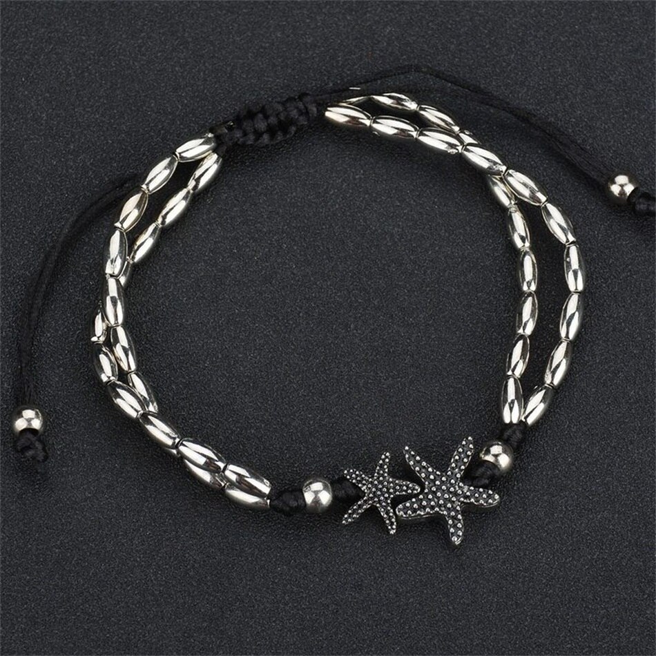 Vintage Zeester Enkelbanden Voor Vrouwen Alloy Chain Enkelband Verstelbare Touw Enkelbanden Tobilleras Pulsera Para Tobillo