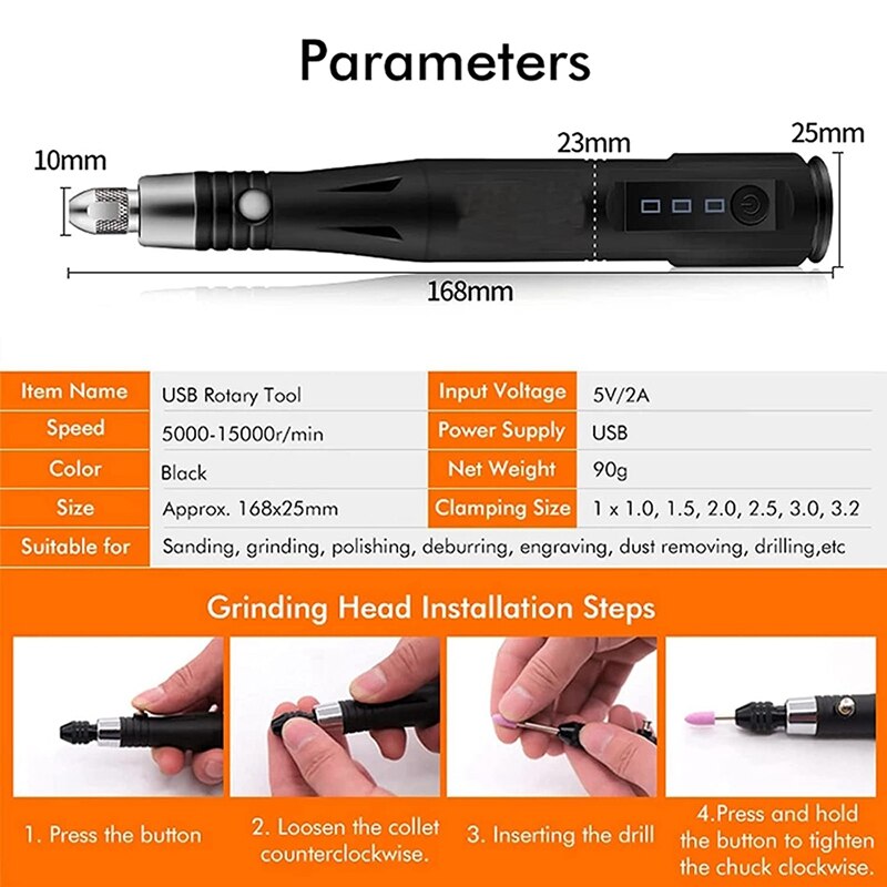 30W Corded Rotary Power Tool Kit Mini 3 Speeds Adjust Grinding Machine Lightweight Nail Drill USB Engraving Pen
