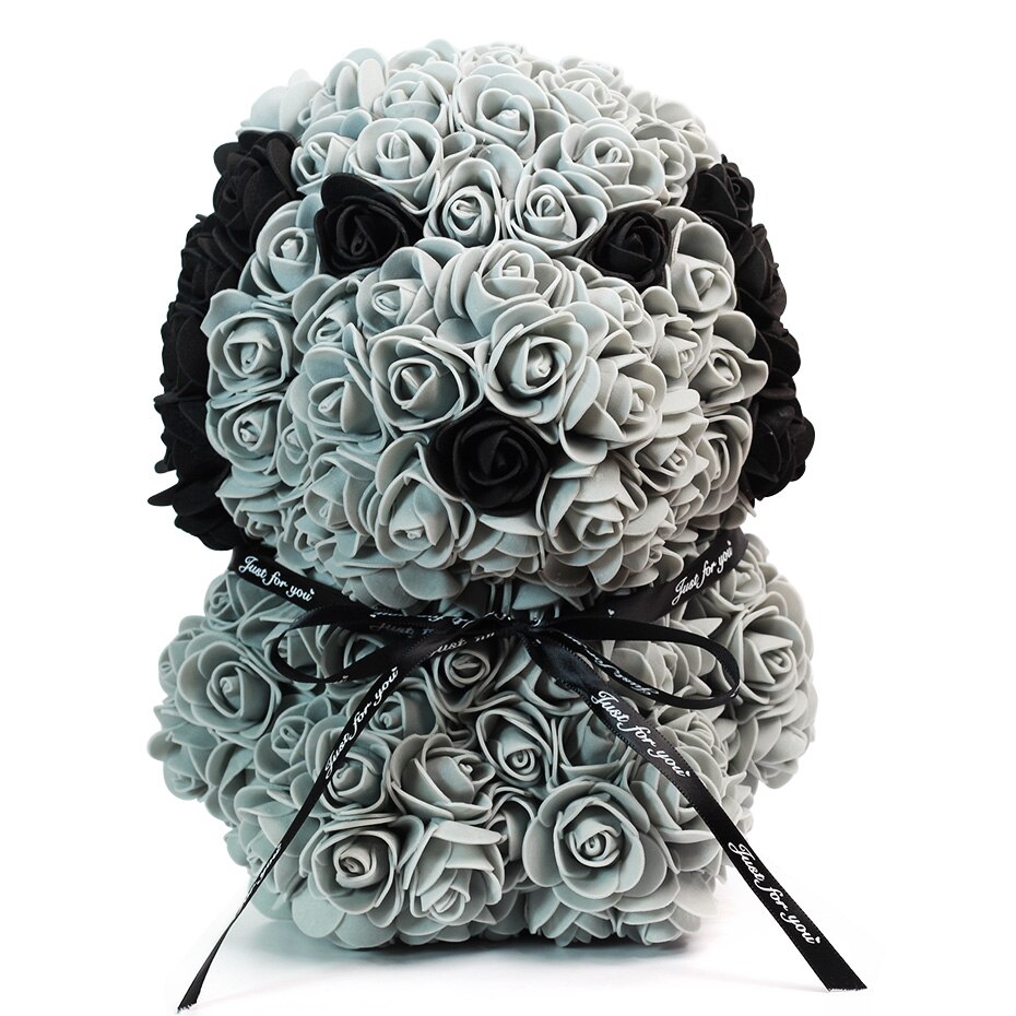 Christmas 25cm rose bjørn kunstig blomst rose bamse dekoration til kvinder valentins bryllup fødselsdag: 25cm grå hunde
