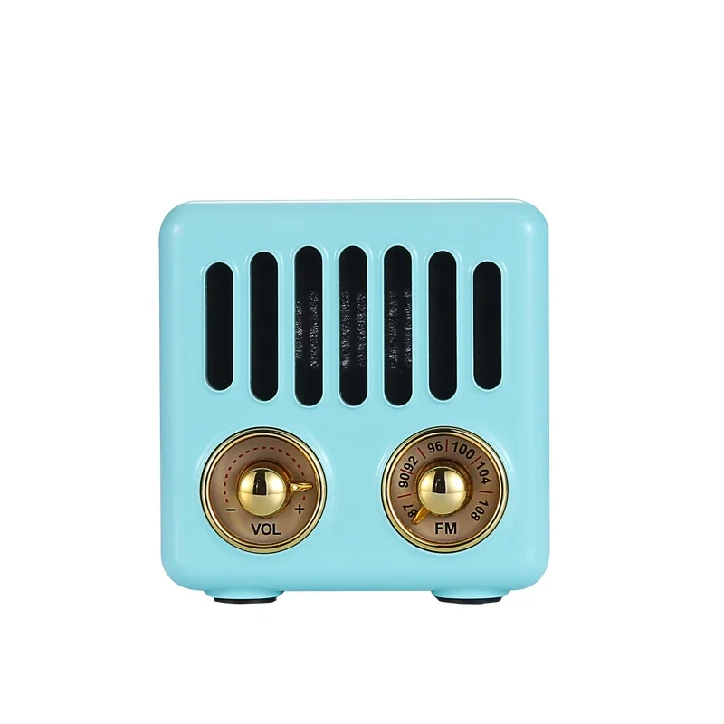 Retro Old Fashioned Classic Style Mini Portable Rechargeable FM Radio Wireless Bluetooth Speaker: Blue