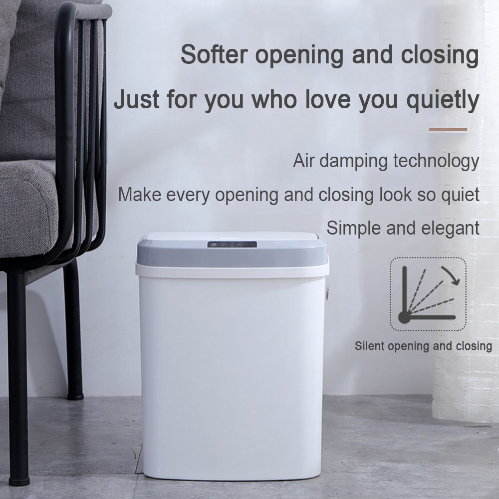 Automatic Intelligent Trash Can Bathroom Rectangular Sensory Bucket Garbage Waste Bin Sensor Home Living Touch Rubbish Storage