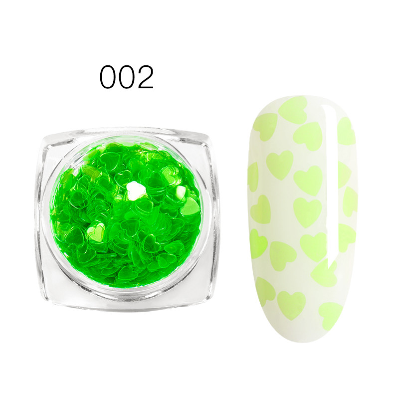 Fluorescerende Pailletten Nail Art Decorations 6 Kleuren Hart Vorm Glitters Manicure Gereedschap Glow In The Dark Nail Stickers Uv Gel: HHS05616