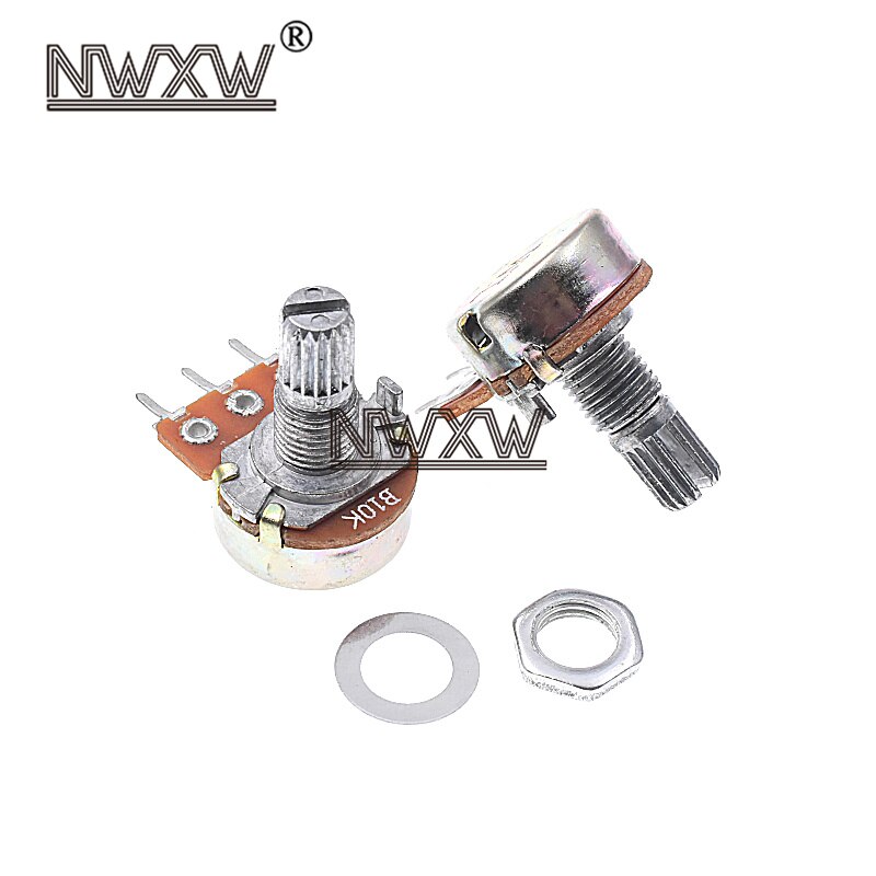 5pcs/lot WH-148 B10K 10k single 3-pin volume adjustment potentiometer B103 shaft length 15mm with nut and washer