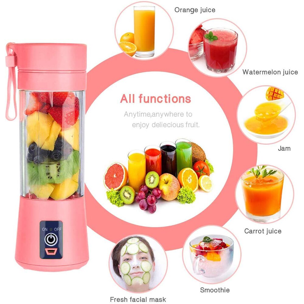 Bærbar 380ml juicer elektrisk usb genopladelig smoothie blender maskine mixer juice kop blender foodprocessor knust til børn