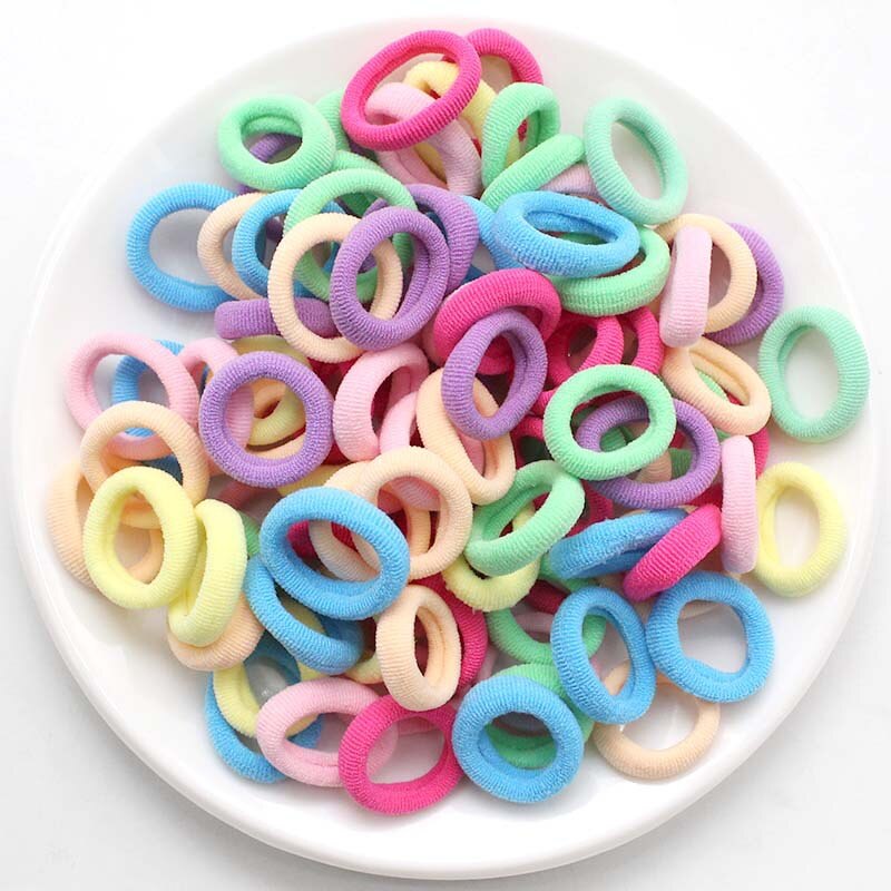 Diademas infantiles para niña pequeña, coleteros elásticos coloridos de nailon, accesorios para el cabello, 100 Uds.: in Spring